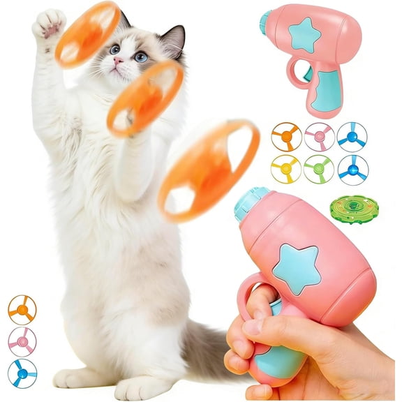 9PC Bamboo Dragonfly Catapult Launcher, Interactive Cat Toy & Outdoor Flying Saucer Blaster, Glowing LED Dragonfly Catapult for Pet Exercise & Night Play, Fun Gift for Hobbyists & Pet Lovers (yellow)
