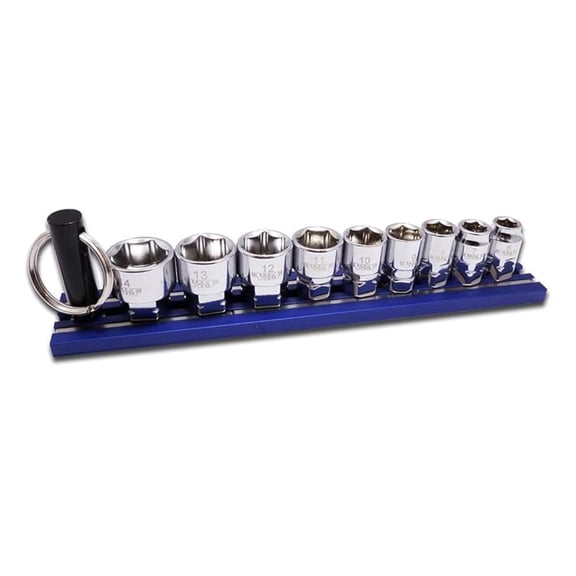 9PC Dual Drive Socket Set - 1/4 Inch Drive Metric - 6mm-14mm with Magnetic Rail