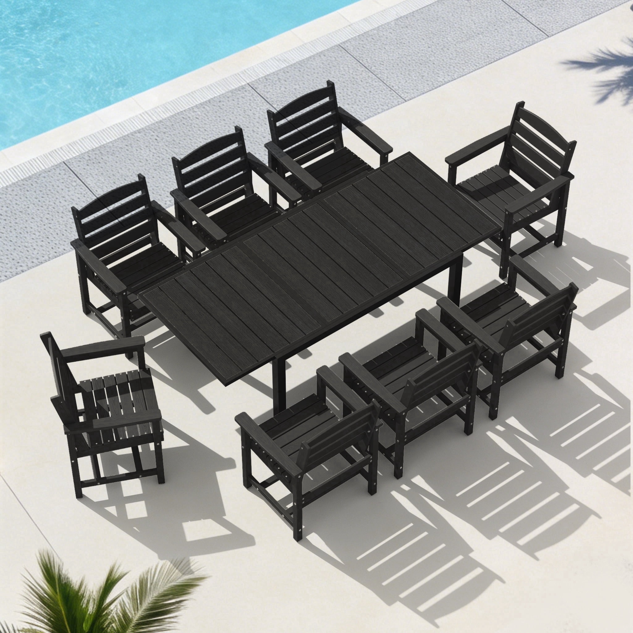 LOYALICE 9PC Expandable Outdoor Dining Set,Aluminum Expandable Patio ...