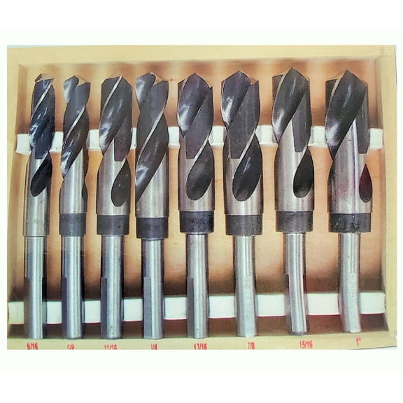 9PC HSS INDUSTRIAL STEEL METAL SILVER AND DEMING TOOL DRILL BIT SET
