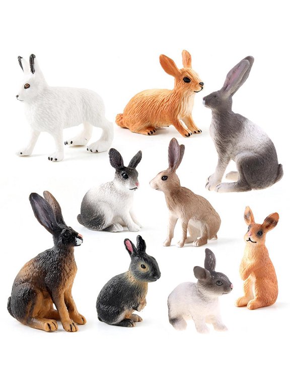 9PC Simulation model figure hare figurine home decor miniature fairy garden decoration accessories modern statue