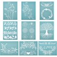 thumbnail image 1 of 9PCS 11x8.6 Inch Self-Adhesive Silk Screen Printing Stencil Set Floral Theme Stencil Set Reusable Silk Screen Mesh Transfer for Painting on Wood Fabric T-Shirt Wall and Home Decorations, 1 of 8