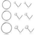 thumbnail image 1 of Briana Williams 9PCS 18G 20G Nose Rings, Stainless Steel L-Shaped, Nose Piercing Jewelry, 1 of 5