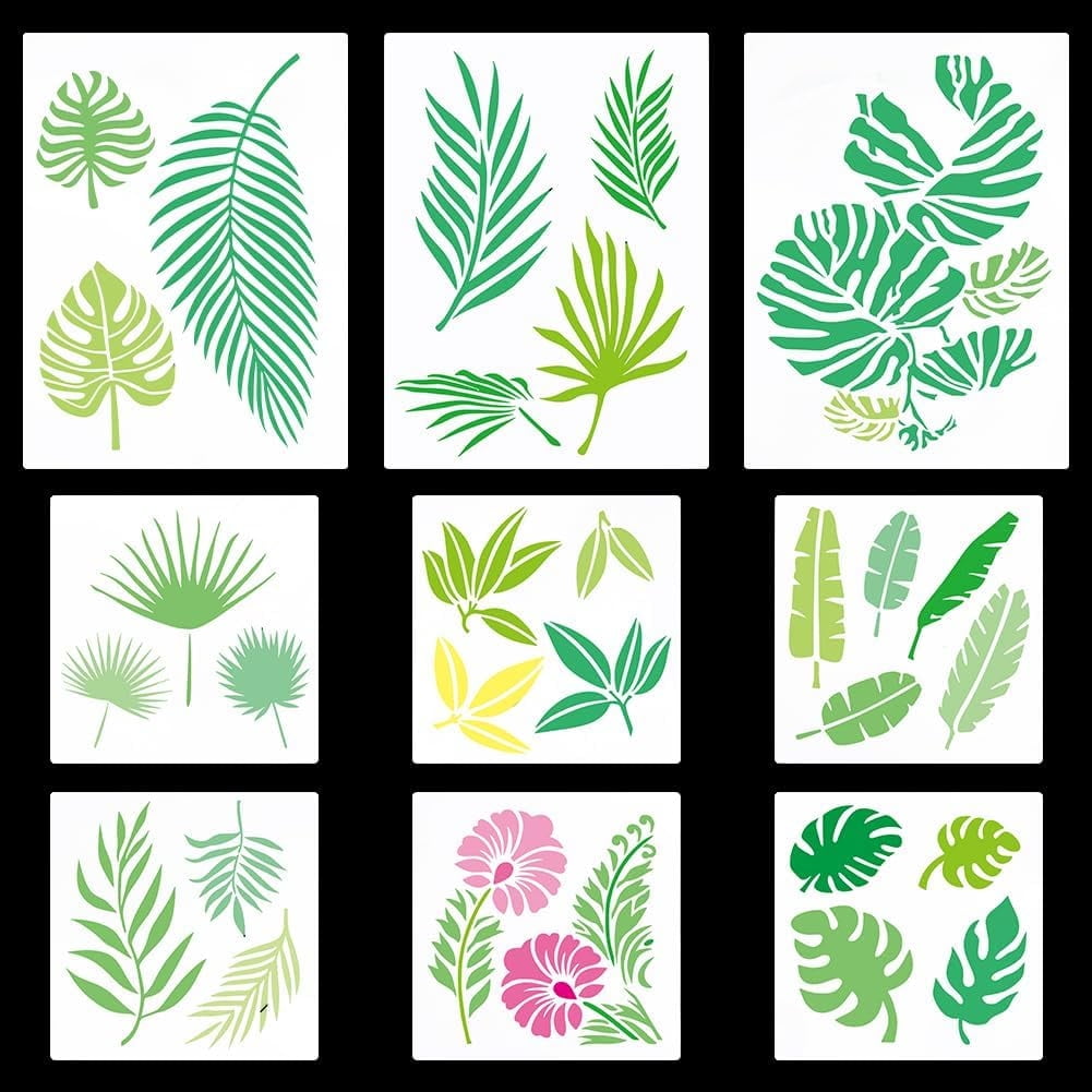 9PCS 2 Sizes Tropical Leaf Stencils Palm Monstera Leaves Template Banana Fern Foliage Flower Botanical Reusable Drawing Stencil for Painting on Wood Wall Floor Canvas Home Decor - Walmart.com 9pcs-2-sizes-tropical-leaf-stencils-palm-monstera-leaves-template-banana-fern-foliage-flower-botanical-reusable-drawing-stencil-for-painting-on-wood-wall-floor-canvas-home-decor-walmart-com