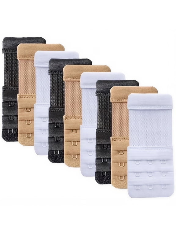 9PCS 3 Hook Elastic Bra Extenders, Breathable Soft Bra Extension Straps for Daily Wear