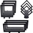 thumbnail image 1 of 9PCS 3D Floating Display Case, Challenge Coin Display Stand Holder Frames Transparent PE Jewelry Storage Box Large Suspension Frames for Medal, Medallion, Stamps (Black), 1 of 5