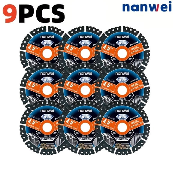 9PCS 4.5" 115mm Multi-Purpose Diamond Saw Blades for Tile Stone Metal Plastic