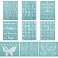 thumbnail image 1 of 9PCS 8.6x11 Inch Self-Adhesive Silk Screen Printing Stencil Set Alphabet Theme Stencil Set Reusable Silk Screen Mesh Transfer, 1 of 7