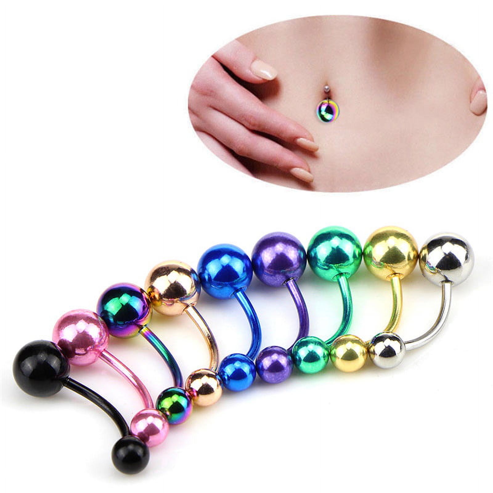 9PCS/Bag Ball Belly Button Bar Navel Ring Barbell Body Piercing Women Jewelry