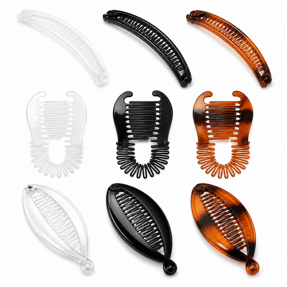 9PCS Banana Hair Clips Classic Hair Comb Banana Clips Ponytail Hair Holder for Women Girls, 3 Styles