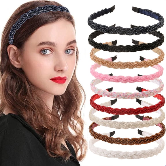 9PCS Beaded Headbands Sparkly Crystal Beaded Hairbands Multiple Color Hair Accessories Head Bands for Women Girls Kids