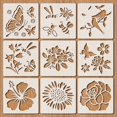 thumbnail image 1 of 9PCS Border Stencil Craft Paint Template stencils for crafts reusable plastic floral vine butterfly designs for wood furniture wall canvas floor DIY art,E-9PCS, 1 of 7