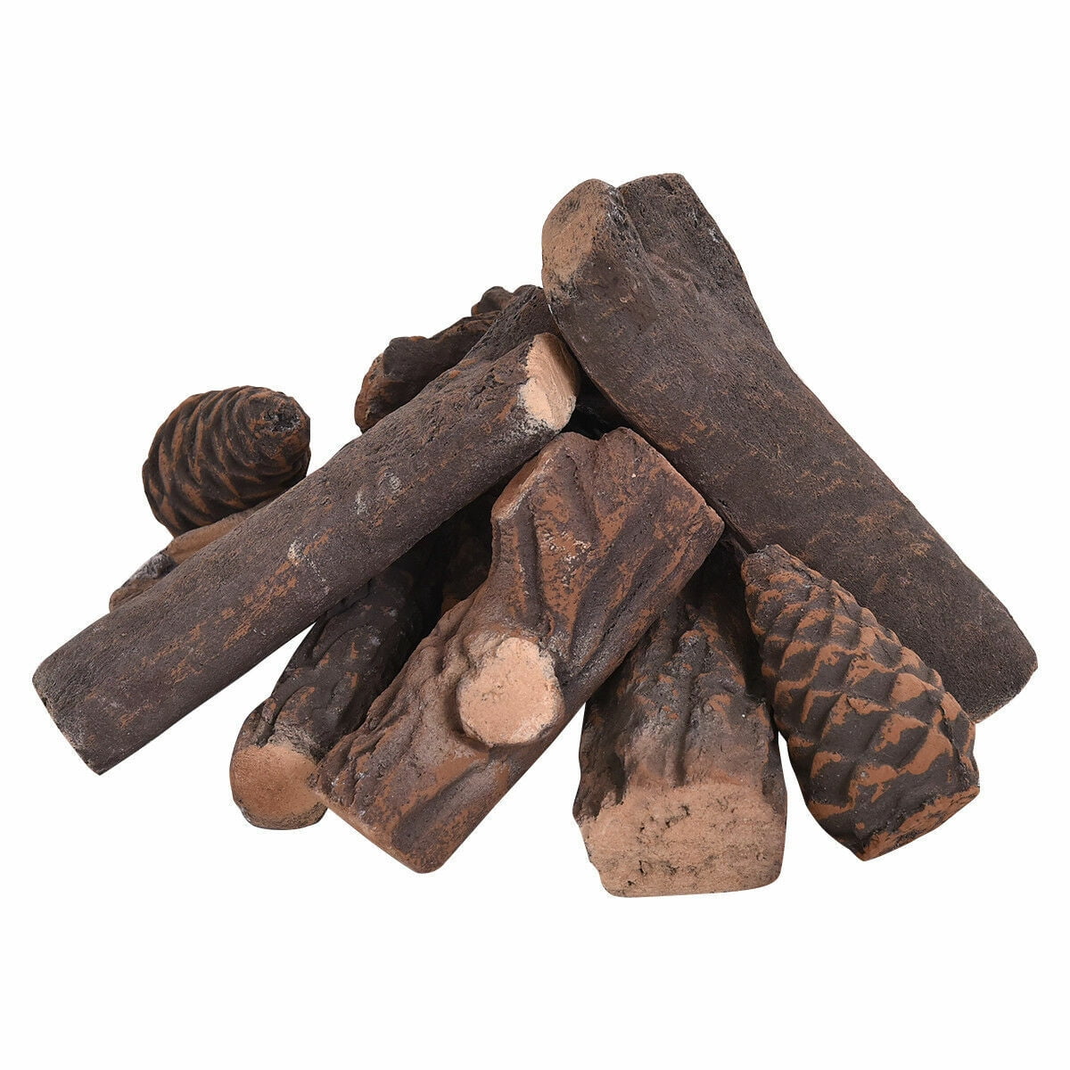 Realistic Ceramic Wood Log Set for Indoor/Outdoor Fireplaces