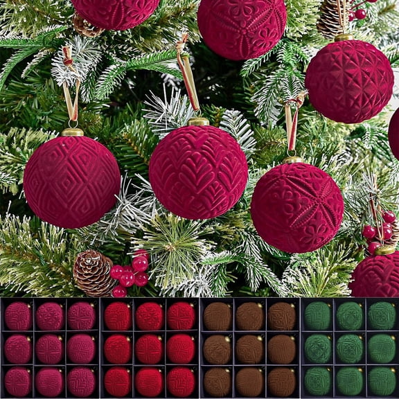 9PCS Chrismas Tree Balls Sets Velvet Antique Balls Pendant Holiday Celebreation Home Decoration Scene Ornaments Party Supplies Christmas Gifts
