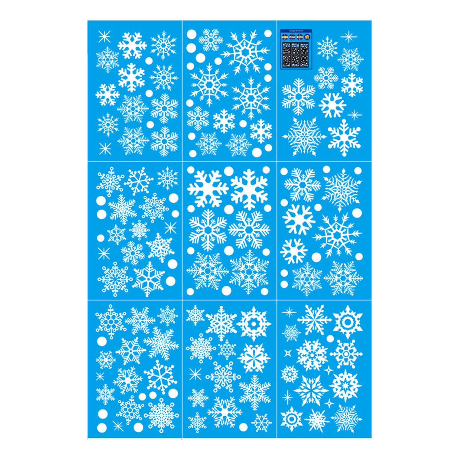GIUHUIZ 9PCS Christmas Electrostatic Snowflake Stickers PET Blue Bottom