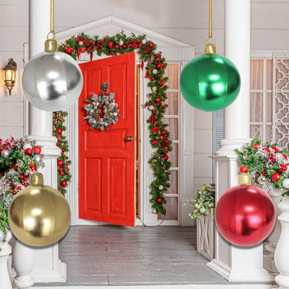 Christmas Inflatables Balls 24 Inch Outdoor Christmas Inflatable Decorated PVC Inflatable Christmas Tree Decorations Outdoor Decor Christmas Decoration Holiday Party and Lawn Decor