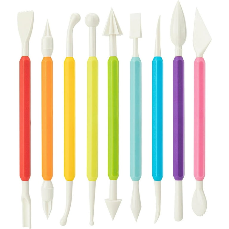 9PCS Clay Tools for Kids & Adult, Plastic Air Dry Clay Tools Kit,  Double-Head Clay Sculpting Tools for Pottery, Polymer, air Dry Clay,  Modeling, Carving, Shaping, Cake Decoration 