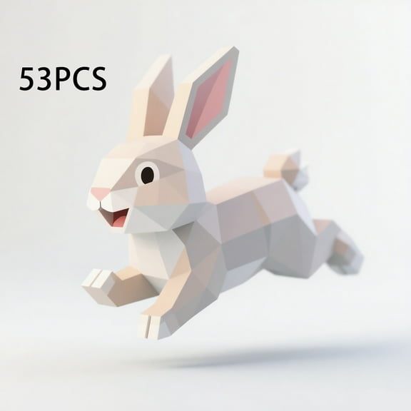 53PCS Custom Rabbit Building Blocks Set - Creative ABS Plastic Toys, Fun Educational Gift for Kids, Birthday Party Favors & Easter Decor A1066