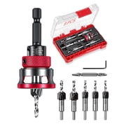 9PCS Countersink Drill Bits Set - 5PCS TCT Alloy Tapered Wood Drill Bits with Adjustable Depth Stop Collar, 82-Degree Countersink Bit with Wrench for Woodworking, Plywood & MDF DIY