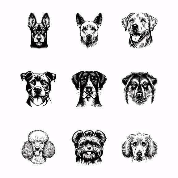9PCS Dog Head Iron on Transfer Paper Puppy Animals DIY Heat Transfer Sticker Applique Washable Iron-on Decals