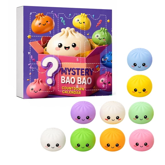 9PCS Dumplings Squishies Advent Calendar, Slow Rising Dumpling Stress Balls for Adults, Mini Dumpling Stress Relief Set Pack, Dumpling Squeeze Squishy for Anxiety Relief
