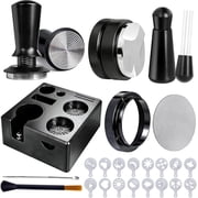 9PCS Espresso Accessories,Espresso Tamper Tools,Espresso Machine Accessories Kit,Coffee Tamper with Wood Espresso Tamping Station 51mm