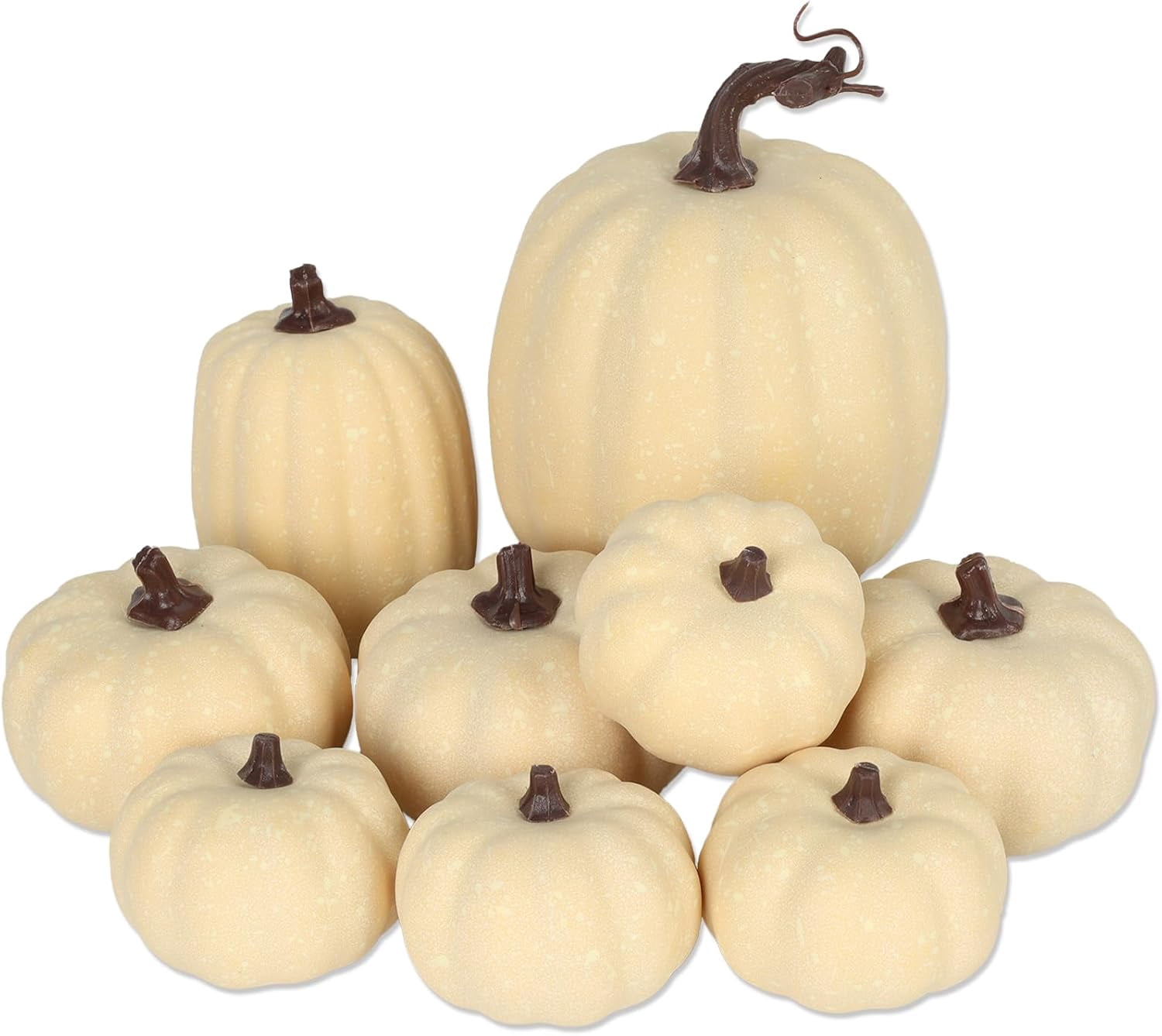 9PCS Fall Pumpkin Decor - Plastic Artificial Fake Pumpkins Used for