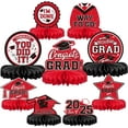 thumbnail image 1 of 9PCS Graduation Party Decorations Class of 2025 Congrats Grad Table Centerpiece Congratulate Graduation Honeycomb Table Toppers for Graduation Party Supplies(Red,Black）, 1 of 7