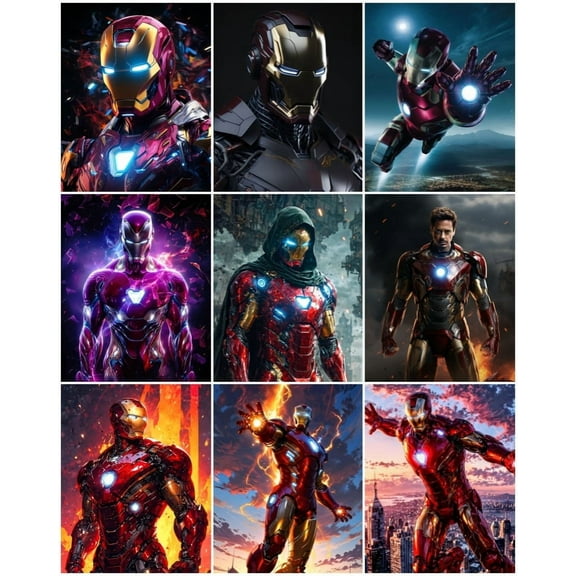 9PCS Iron Man Theme Bedroom Wall Decoration Posters (8X10 in) Unframed