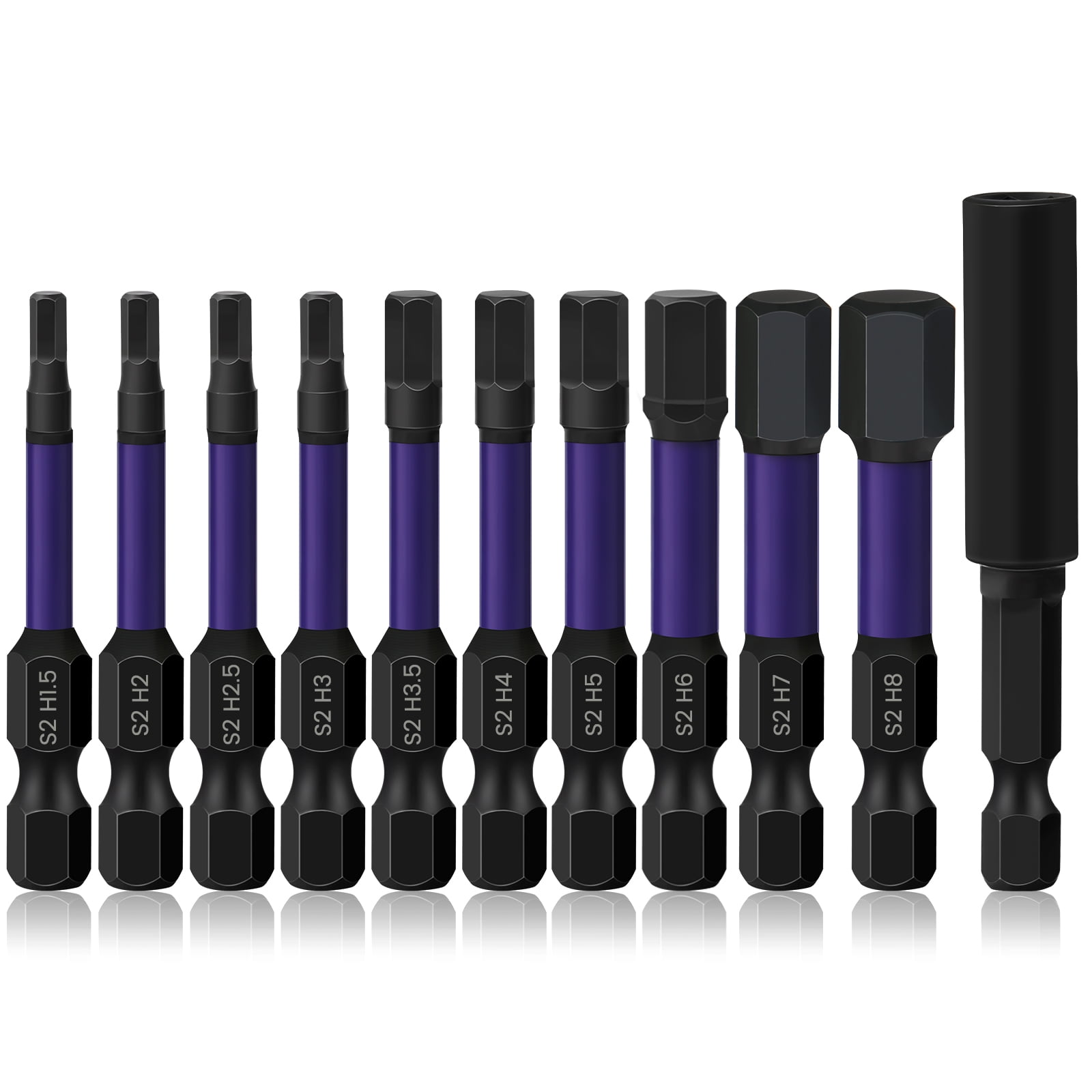 9PCS Allen Wrench Drill Bit Set with Extension Rod, Hex Head