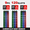 Tool Storage Rack Drawer 9PCS Magnetic Socket Organizer Set with 120 Clips, 1/4