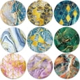 thumbnail image 1 of 9PCS Marble Pattern Wood Drink Coasters Printed Composite Wood Board Cup Mats Set for Cold Drinks Wine Mugs and Cups Tabletop Protection 4" Diameter 5mm Thick, 1 of 9