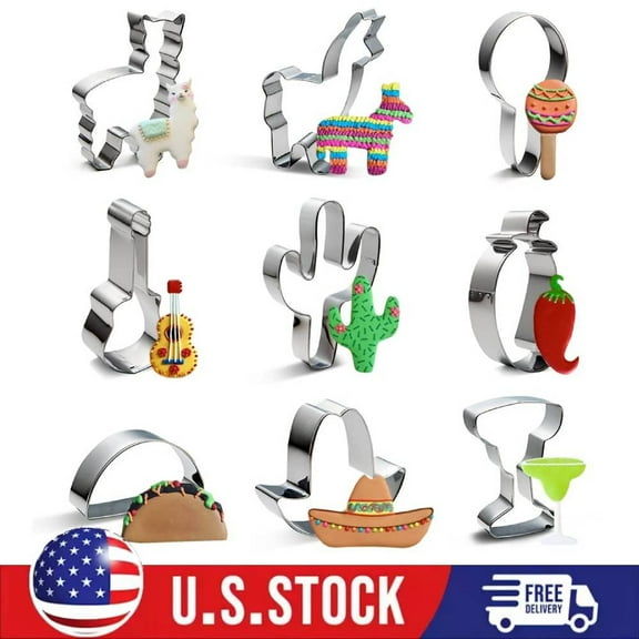 9PCS Mayo/Mexican Fiesta Pinata Cookie Cutters Cake Tool DIY Cake Baking Tools