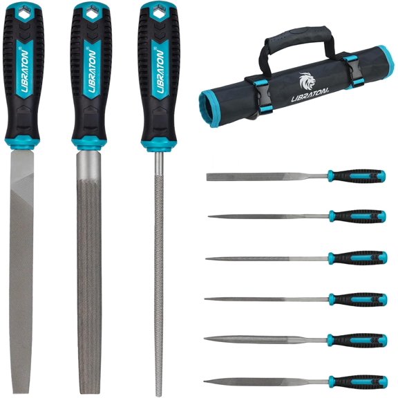 9PCS Metal File Set with Needle Files, Flat/Half Round/Round Hand Files, Wood Rasp File Set, Small Mini Files for Metal, Wood, Plastic, Hobby, Crafts
