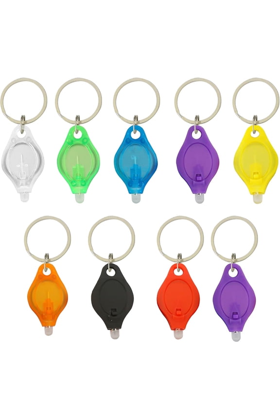 9PCS Mini Small LED Keychain Flashlight, White Rows Ultra High Bright Tiny Micro UV Lighting Squeeze Penlight Button Bulk for Emergency, Name Tag Pocket Nurses Badge Reel Zipper, Multicolor Shell