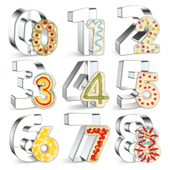 9-Piece Stainless Steel Number Cookie Cutter Set – 0-9 Baking Tools for Birthday, Holiday Biscuits & Crafts (5cm Tall)