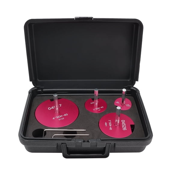 9 Piece Plastic Pipe Fitting Reamer Kit for 1/2" Drill, Includes 1.5", 2", 3", 4" Reamers, Carbide Cutting Inserts, For PVC, CPVC, ABS Pipe Fittings