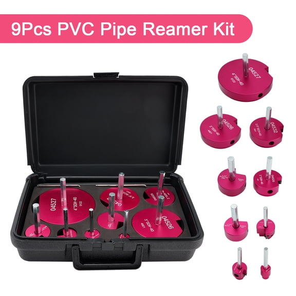 9PCS PVC Pipe Reamer Kit Fitting Socket Saver SCH Plumbing Tools For 1/2" Drills