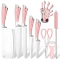 thumbnail image 1 of 9PCS Pink Kitchen Knife Set Stainless Steel Hollow Handle Chef Knives Complete Set, 1 of 10