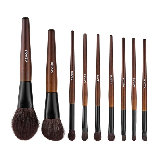 9PCS Professional Makeup Brush Set with Ultra-Soft Synthetic and Natural Bristles, Wooden Handles, Aluminum Ferrules, Foundation Blending Eyeshadow Contour Lip and Brow Brushes for Beginners and Pros