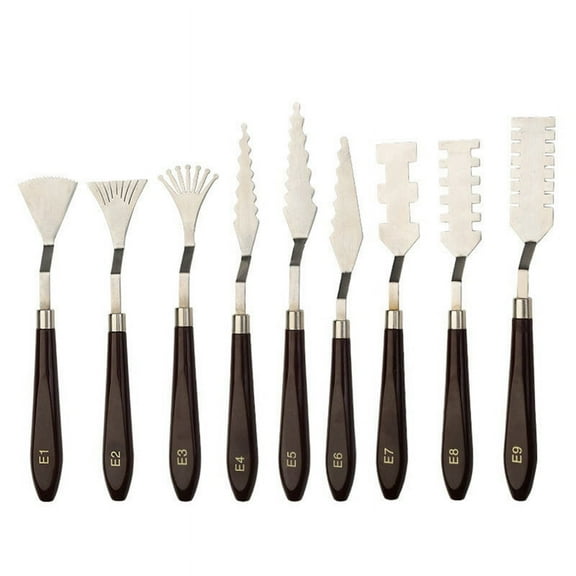 9PCS Professional Stainless Steel Palette Scraper Set Palette Knife Painting Mixing Scraper Set