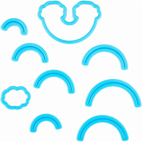 9PCS Rainbow Cloud Fondant Cutter Set Plastic Cookie Moulds Cake Cupcake Decorating Tools for DIY Biscuit Cake Cupcake Baking Supplies diy Deep Sky Blue