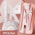 thumbnail image 1 of 9PCS/Set Plastic Multi-Function Set Square Transparent Eraser Mechanical Pencil Ruler Set Pencil Compass Kit Measuring Ruler Protractor PINK, 1 of 8