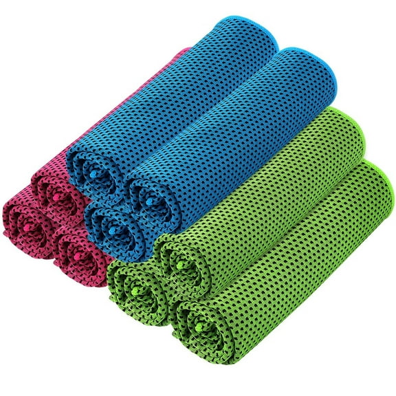 9PCS Snap Cooling Sport Towels for Neck Absorbent Microfiber Fast Drying Ice Towel for Yoga Gym Camping Fitness Running Exercise