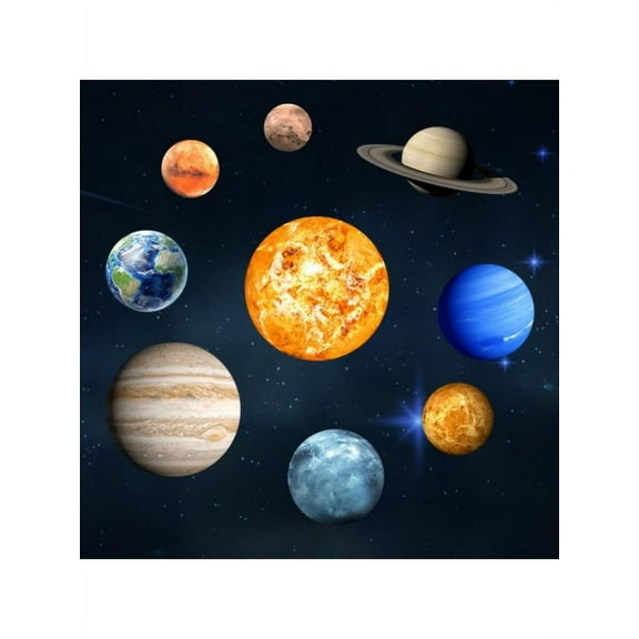 9PCS Solar System Wall Stickers Space Glowing Planets Kids Education Decor Mural Art Decal