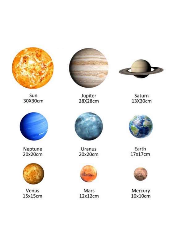 9PCS Solar system children's wall stickers wall stickers peel and stick removable wall stickers suitable for children's toddler room, bedroom, living room decoration