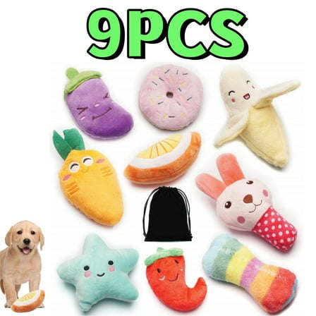 9PCS Squeaky Plush Dog Toy Pack for Puppy, Small Stuffed Puppy Chew Toys Dog Toys Bulk with Squeakers, Cute Soft Pet Toy for Small Medium Size Dogs - Home Improvement