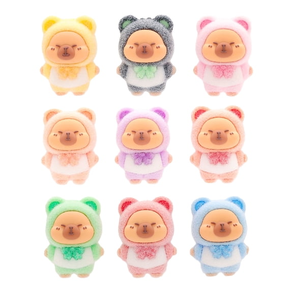 9PCS Textured Capybaras Miniatures NonToxic Decorations for Office Party