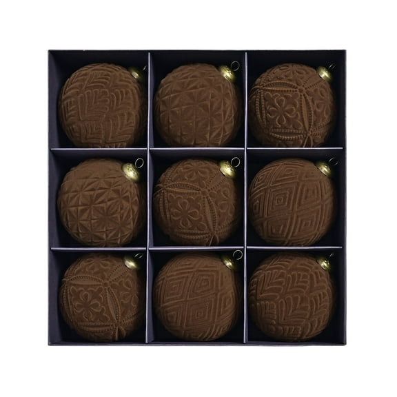 9PCS Velvet Christmas Ornaments 4 Inch, Flocked Shatterproof Xmas Tree Balls in Burgundy Red for Holiday Home Wedding Party Tree Decorations