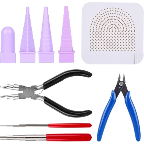 9PCS Wire Wrapping Set Wire Bending Jig Mandrel Tool Coil Jig Bail Pliers Cutting Tools for Jump Rings Making Jewelry Forming and Shaping